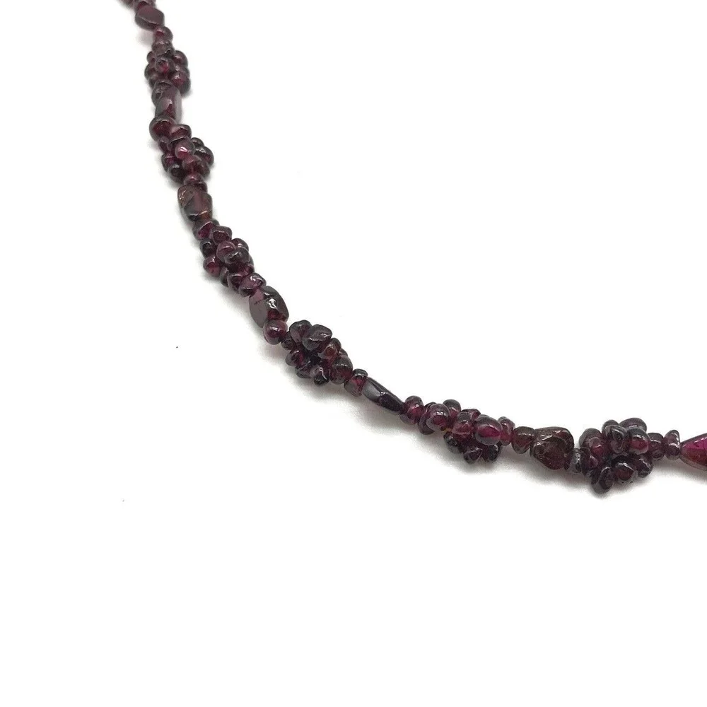 Vintage Antique Genuine Bohemian Garnet Cluster Single Strand Necklace 26